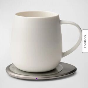 Sleek Cream Mug with Warming Base